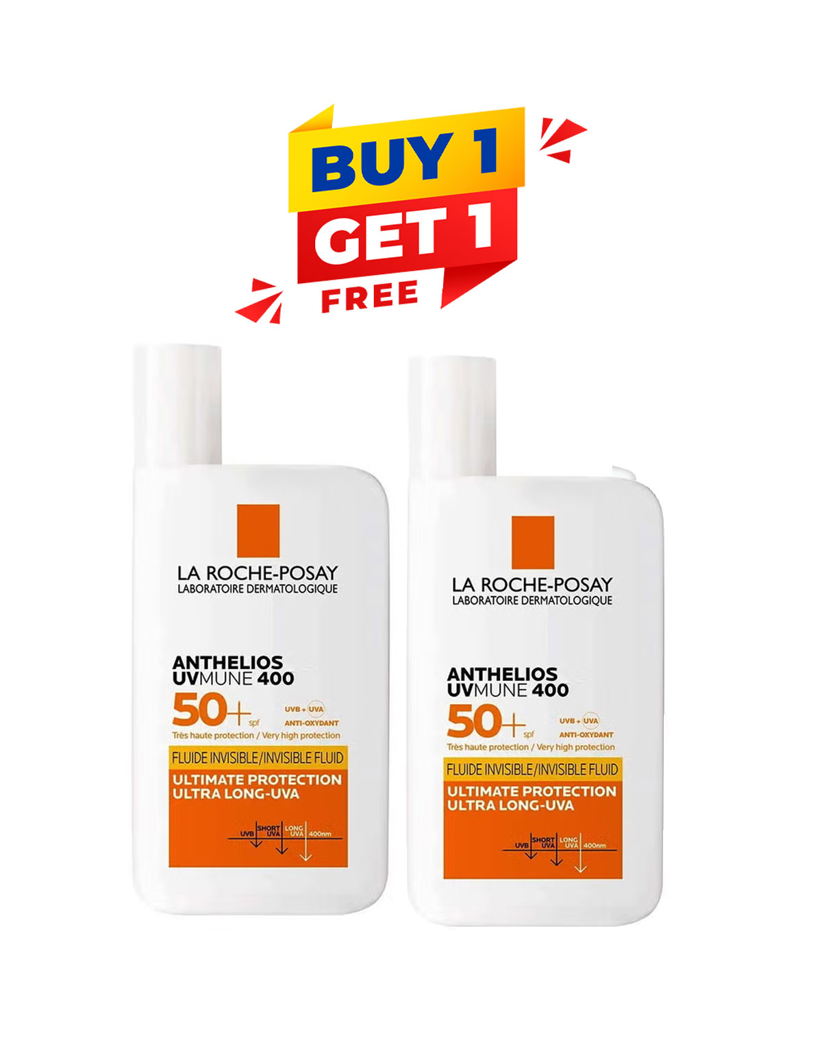 La Roche-Posay Anthelios UVMune 400 Invisible SPF50+ Sunscreen 50ml - Buy 1 Get 1 Free | Special Offer