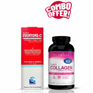 Super Combo Offer: Eventone-C L-Glutathione & Vitamin C Cream To Lighten And Brighten Skin Tone For Men & Women + Neocell Super Collagen + Vitamnic C & Biotin Tab 270S