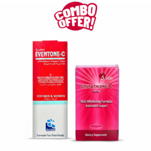 Super Combo Offer: Eventone-C L-Glutathione & Vitamin C Cream To Lighten And Brighten Skin Tone For Men & Women + Glutathione C – 1500mg Antioxidant Support with Vitamin C (60 Capsules)