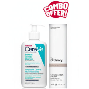 Super Combo Offer : CeraVe Blemish Control Facial Cleanser For Blemish Prone Skin 236ml + The Ordinary Salicylic Acid 2% Face Serum For Acne Prone Skin 30ml
