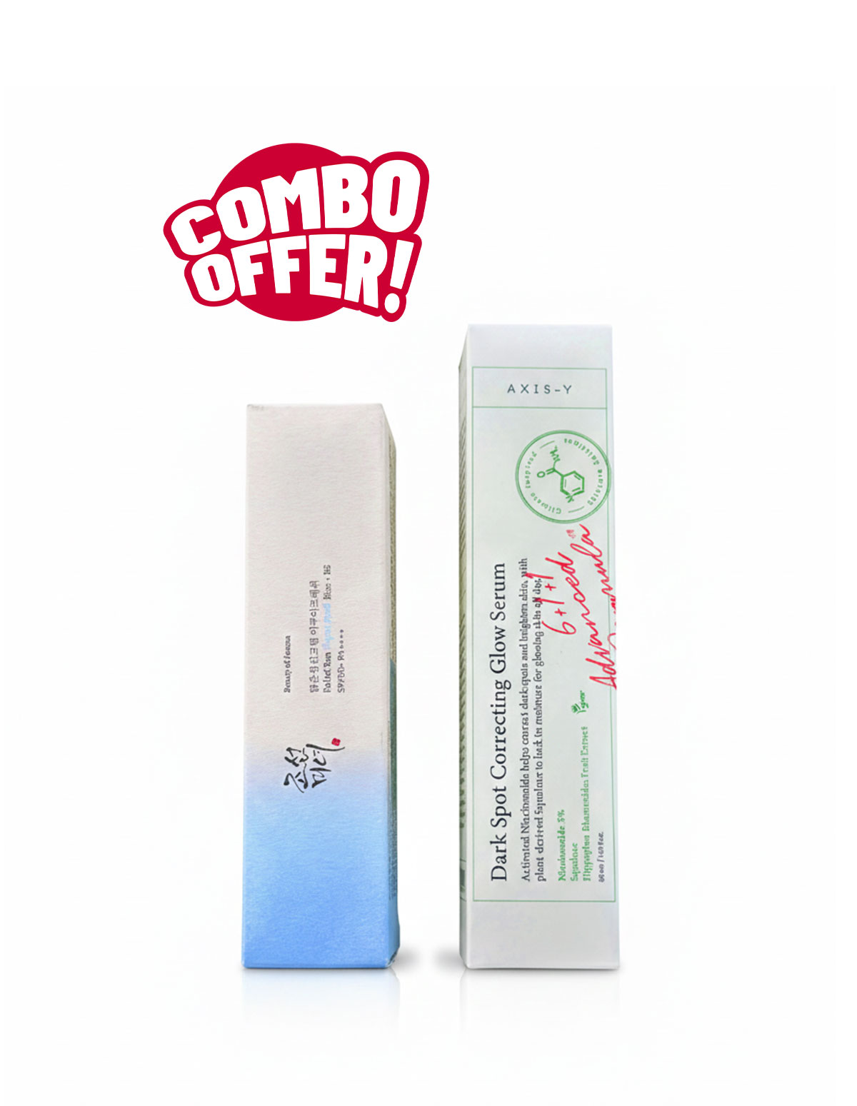 Super Combo Offer : Axis-Y Dark Spot Correcting Brighten & Moisturize Glow Facial Serum 50ml + Beauty of Joseon Aqua Fresh SPF50+ PA++++ Sunscreen 50ml