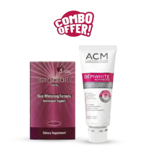 Super Combo Offer : ACM Depiwhite Advanced Cream For Brown Spot 40ml + Glutathione C – 1500mg Antioxidant Support with Vitamin C (60 Capsules)