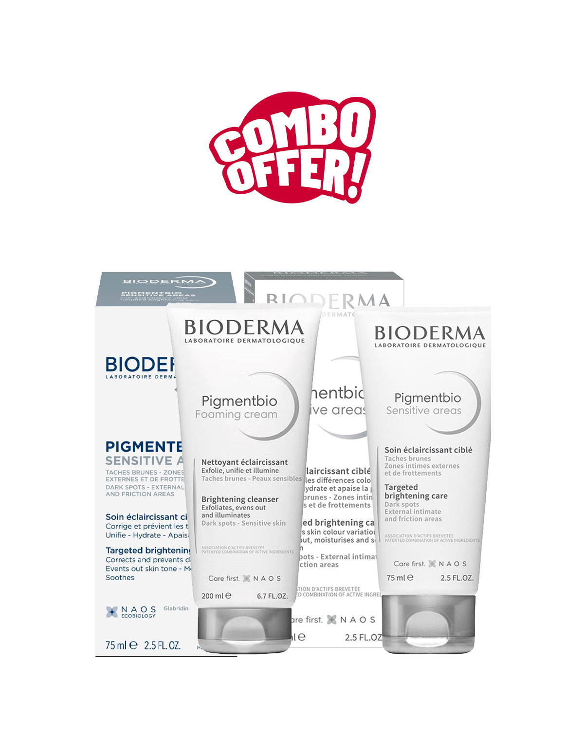 Super Combo Offer: Bioderma Pigmentbio Foaming Cream Brightening Cleanser – 200 mL & Bioderma Pigmentbio Targeted Brightening Cream – 75 mL