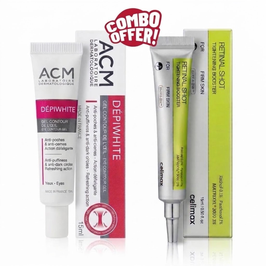 Super Combo Offer : ACM Depiwhite Eye Contour Gel For Dark Circles & Puffiness 15ml + Celimax The Vita-A Retinal Shot Skin Tightening Booster 15ml